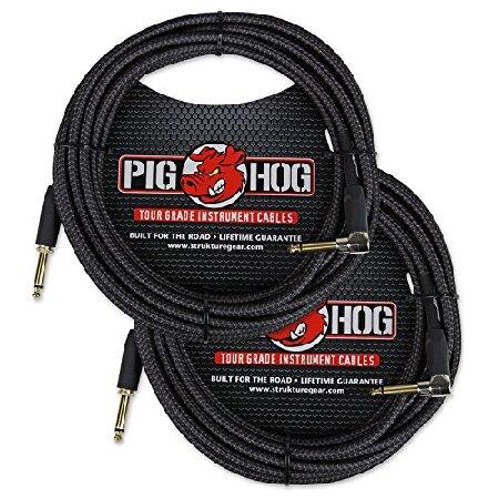 Pig Hog pch20bkrブラックWoven instrumentケーブル、20 ft右角度 ...