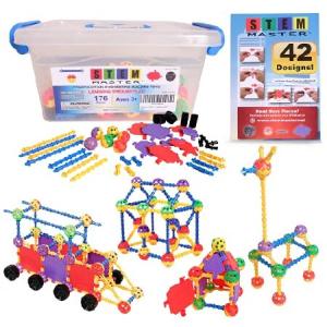 STEM Master Building Toys for Kids Ages 4-8 - STEM Toys Kit w/176 Durable Pieces, Building Blocks, Educational Toys for Kids 5-7, Stem Toys for 5 Year｜koostore