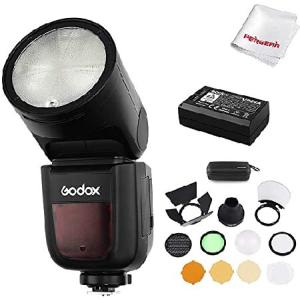 Godox V1-C Flash with Godox AK-R1 Accessories Kit for Canon, 76Ws 2.4G TTL Round Head Flash Speedlight, 1/8000 HSS, 1.5 sec. Recycle Time, 2600mAh Lit