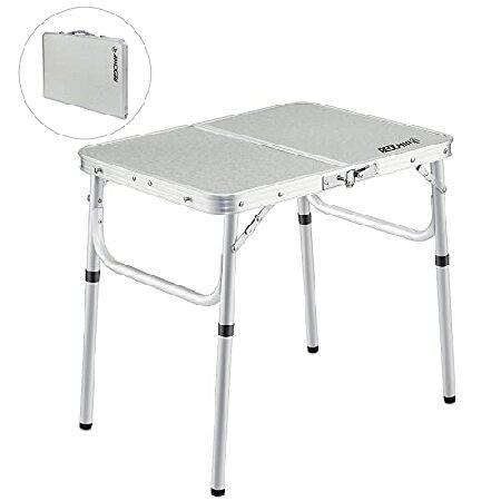 REDCAMP Small Square Folding Table 2 Foot Adjustab...