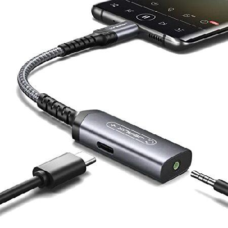 JSAUX USB C - 3.5mmヘッドホンと充電器アダプター 2-in-1 USB C - A...