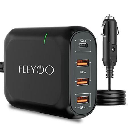 FEEYOO 119W USB C カーチャージャー 4ポート 高速カー充電アダプター ノートパソコ...