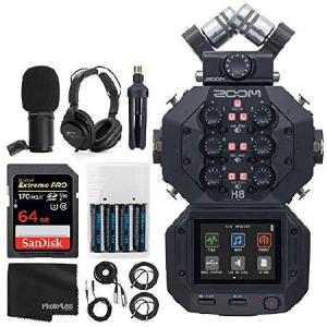Zoom H8 8-Input / 12-Track Portable Handy Recorder For Podcasting, Music, Field Recording + Zoom ZDM-1 Podcast Mic + Headphones + Windscreen + Tableto