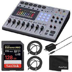 Zoom PodTrak P8 Multitrack Podcast Recorder + 128GB Extreme PRO UHS-I SDXC Memory Card + 2X Mic Cable XLR-M to XLR-F + Cleaning Cloth - Great Podcasti