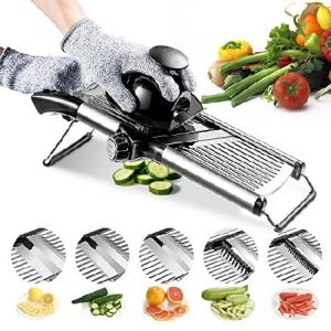 Mandoline Slicer for Kitchen, Weltonhm julienne vegetable slicer for carrot, cheese, potato and vegetable choppers for onion with Protective Gloves
