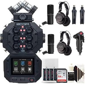 Zoom H8 8-Input / 12-Track Digital Handy Audio Recorder + Two Zoom ZDM-1 Podcast Mic Pack Accessory Bundle + Accessory Kit