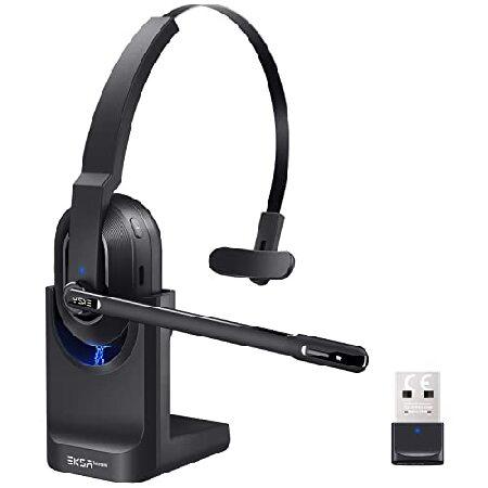 EKSA H5 業務用 ワイヤレスヘッドセット Bluetooth ヘッドセット 片耳 USBドング...
