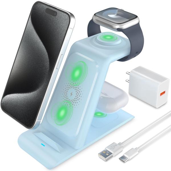 HATALKIN 3in1 ワイヤレス充電器 Compatible with iPhone 14/1...