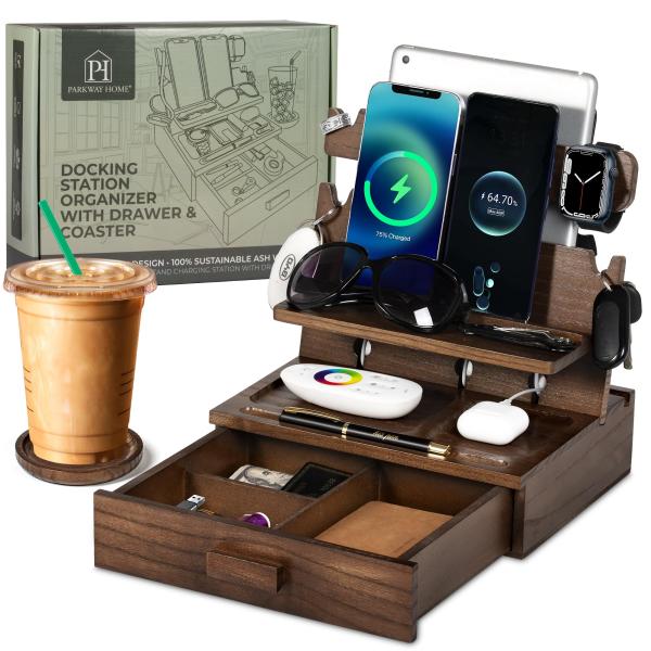 Wood Phone Docking Station for up to 3 Phones - Ni...