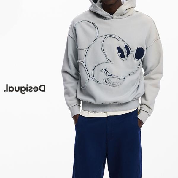 Desigual デシグアル パーカー メンズ プルオーバー フーディー 長袖 裏起毛 ミッキー コ...
