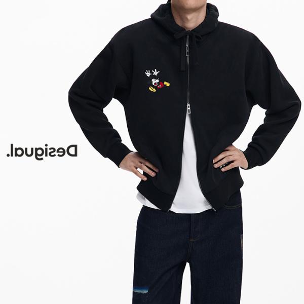 Desigual デシグアル パーカー メンズ ダブルジップ フード付き 長袖 ミッキー コラボ  ...