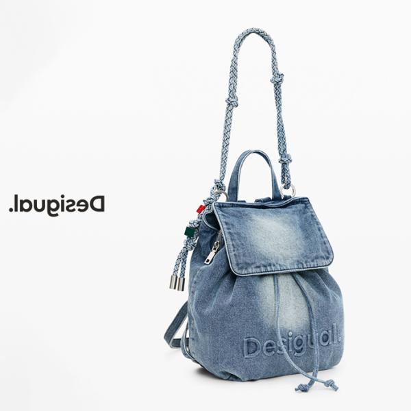 Desigualデシグアル 26SAKD07 レディースリュック デニムバックパック ロゴデザイン ...