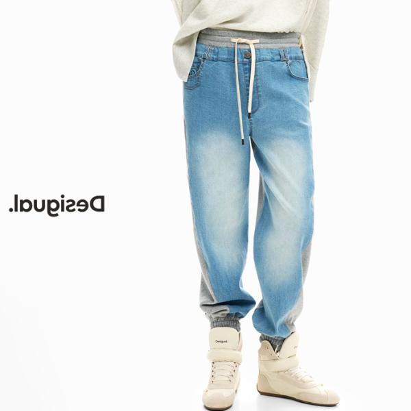 Desigual デシグアル 26SWDD42 レディース デニムジョガーパンツ 切替デザインウエス...