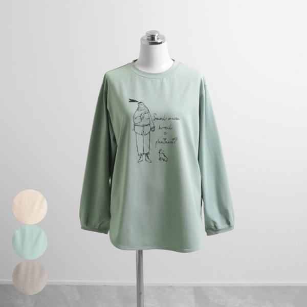 UNDICI・NOVE 長袖 プリントTシャツ 綿100％ シンプル ゆったりサイズ 大人 ミセスシ...