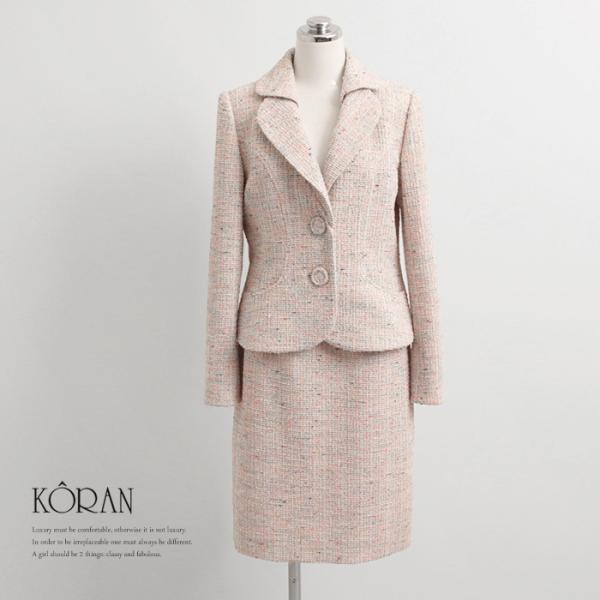 日本製 レディース ツイードジャケット スカートスーツ 婦人 食事会 会食 記念日 結納 舞台 女性...