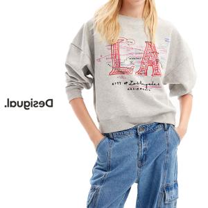 デシグアル DESIGUAL レディースファッション スウェット トレーナー ロゴ おしゃれ インポート 30代/40代/50代 M/L グレー｜koran