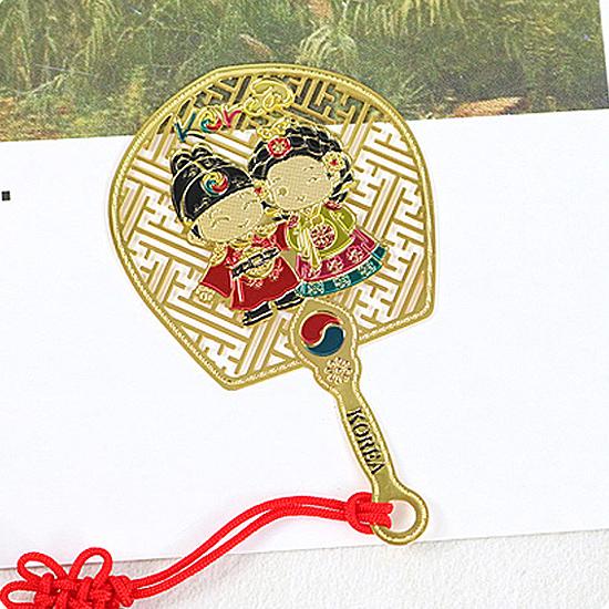 韓国　伝統　王と王妃−うちわ　ブックマーク　しおり 栞 おみやげ かわいい