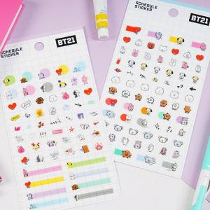 BT21　スケジュール　クリア　ステッカー 【韓国文具】[文房具][シール][ダイアリー][防弾少年団][かわいい][公式]