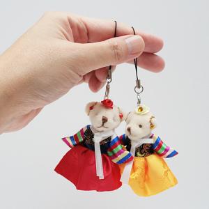 韓服 ぬいぐるみ くま ストラップ バラ飾り ...の詳細画像2