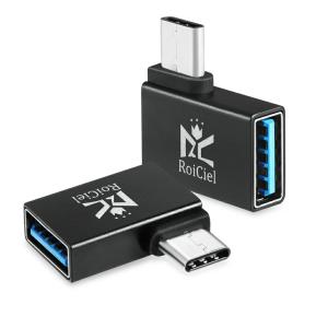 【2個セット】RoiCiel ロイシエル L字型アルミニウム合金製USB-C to USB-A(OTG)変換アダプタ/変換コネクタ 裏表関係なく挿せる 高速転送可能RC6-2B81A-87 (L字…｜koreyoshi