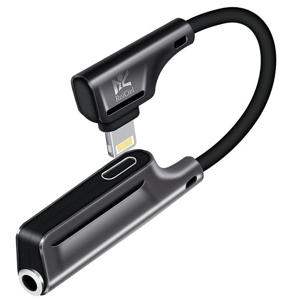 RoiCiel  2in1 充電+3.5mm iPhone イヤホン 変換アタプター (ライトニング...