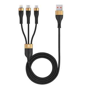 RoiCiel 3in1 USB-A to USB-C/Lightning/Micro 1.2Mケーブル 3台同時充電可能最大66W出力対応11V/6A急速充電480Mbpsデータ転送 3種類の端子｜koreyoshi