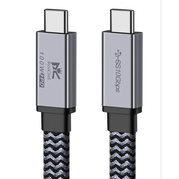 RoiCiel 平型きしめんタイプUSB-C to USB-C ケーブル PD対応100W/5A【4...