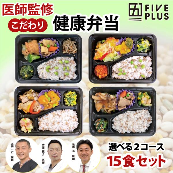 ファイブプラス 医師監修 2コースから選べる 健康維持 冷凍弁当 15食セット 送料込み(一部地域を...