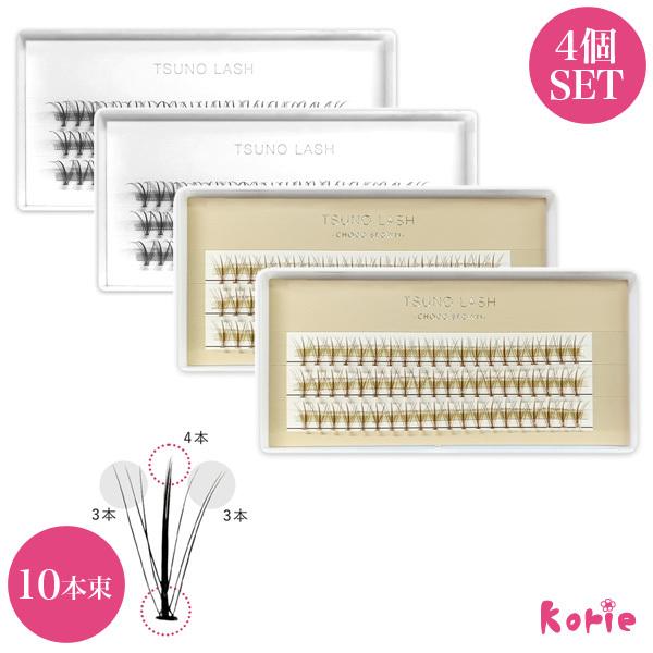 セルフマツエク ツノラッシュ10本束×4個セット 中心太め セルフ マツエク まつ毛エクステ ボリュ...