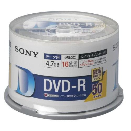SONY DVD-R データ用 4.7GB 16倍速 50枚スピンドルケース ホワイトプリンタブル ...