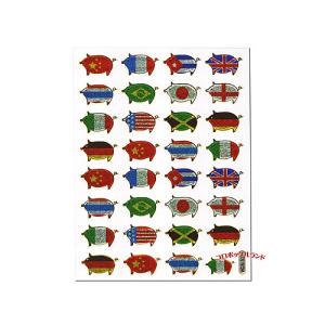 キラキラステッカー（フラッグブタ）