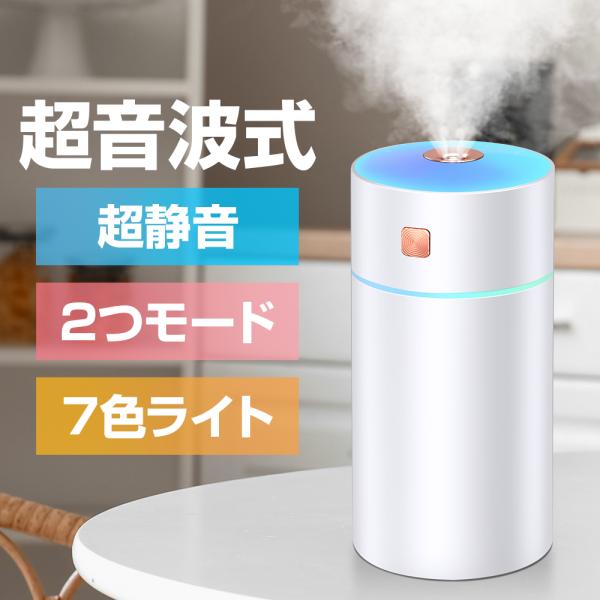 加湿器 卓上 小型 超音波式 おしゃれ 大容量 300ml 給電式 マイナスイオン除菌機能付き 空気...