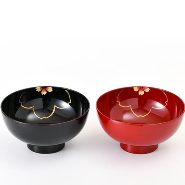 桜 仙才 夫婦椀 ペア 赤黒 越前漆器 お椀 漆器 食洗器OK ギフト 内祝い お返し 結婚祝い 新...