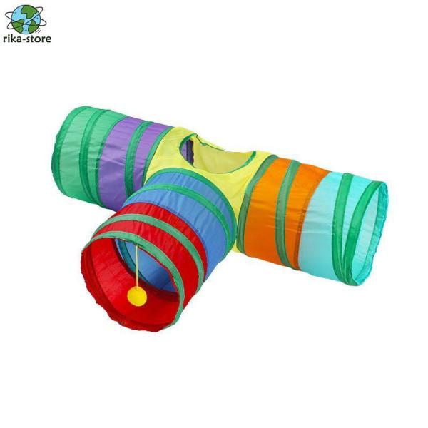 猫トンネル キャットトンネル T型 おもちゃ 運動不足解消 4穴付き 折り畳み 運動不足 対策 ペッ...