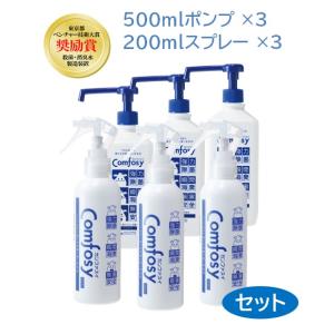 カンファスイ 500mlポンプと200mlスプレーのセット（各3本）■20年以上の実績とエビデンスと受賞歴■新型対策■正規品■弱酸性次亜塩素酸ナトリウム水溶液｜koshido