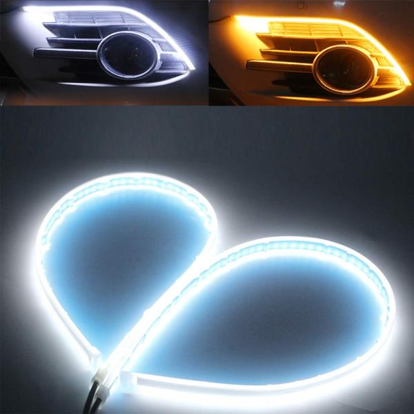 【並行輸入品】60cm White&amp;Yellow Cars DRL LED Strip Daytim...