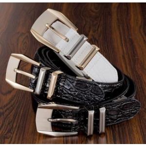 【すぐに使える10％OFFクーポン配布中】クロコ型押し牛革クラシカルベルト　よりどり2本組