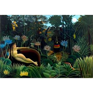 熱帯嵐のなかのトラ アンリ・ルソー Henri Rousseau 手描き油絵