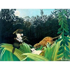 熱帯嵐のなかのトラ アンリ・ルソー Henri Rousseau 手描き油絵