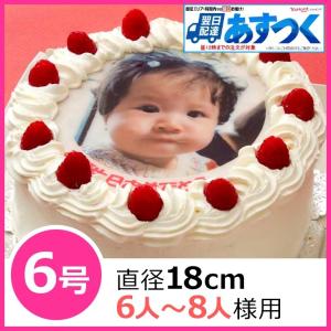 写真ケーキ（丸）　6号 生クリーム【冷凍 到着後は冷蔵庫で3〜4時間保管解凍】 キャラクターケーキ 誕生日ケーキ あすつく 土日祝出荷OK 直径18cm