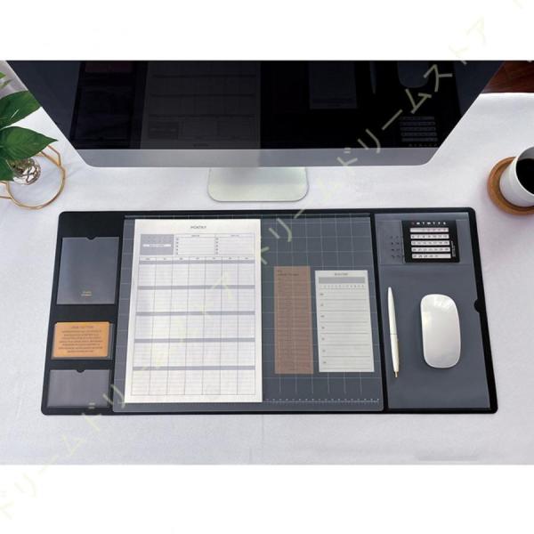 PVC オフィスデスクマット 可愛い キーボードマット 卓上収納 多機能 通年 大判マウスパッド 滑...