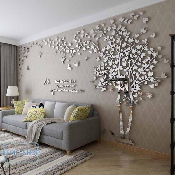 ウォールステッカー 3D 木 木の葉 鏡面 diy アクリル壁紙 飾り はがせる 装飾 シール 壁 ...