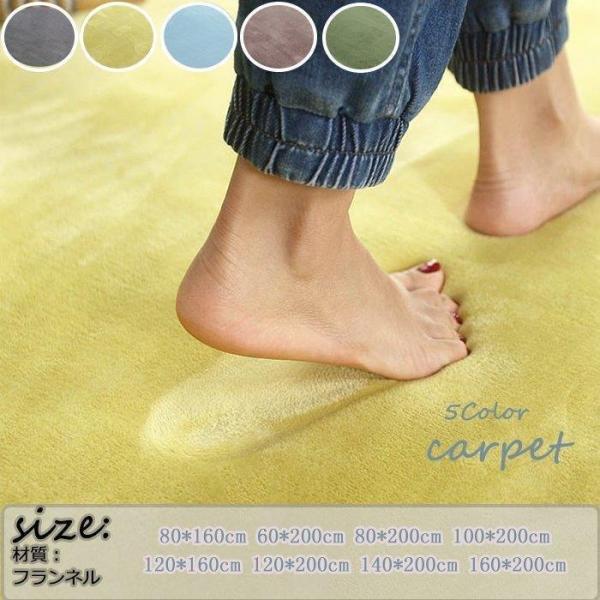 5Color　可愛い　絨毯　純色　手触り良い　フランネル　ふわふわ　カーペット　低反発　長方形　ラグ...