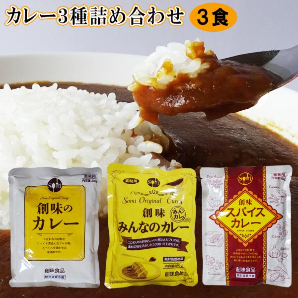 レトルトカレー ３パック 創味食品 ３種 食べ比べ 詰め合わせ スパイス 定番 セット 買い置き 長...