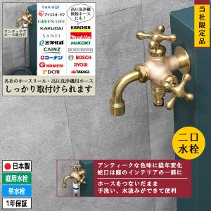 蛇口 双口 二股 水栓 交換 二口 鋳肌 ブラス...の商品画像