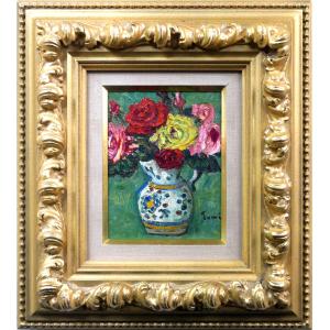 中川まり子 『薔薇』 油絵・油彩画 F4(4号) 絵画 洋画 肉筆 中川まり子 『薔薇』 油絵・油彩画 F4(4号) 絵画 洋画 肉筆