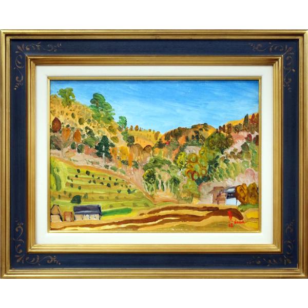 野間　仁根「風景」油絵・F4号■一陽会創立会員■東京美術学校卒■釣りと海を愛し瀬戸内の海を描き、薔薇...