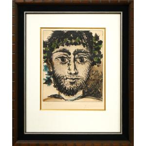 パブロ　ピカソ（Pablo　PICASSO）「牧神の顔（Tete　de　Faune）」アクアチント（銅版画）【小竹美術】真作保証