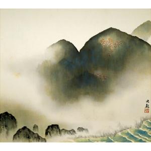 横山 大観「春趣(山桜)」絹本・彩色・6号・共...の詳細画像1