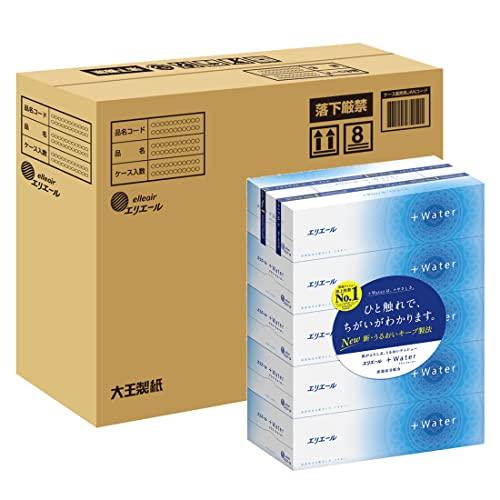 エリエール 箱ティシュー プラスウォーター(+Water) 180組×20箱(5箱×4セット)ハーフ...